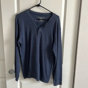 North Crest Men’s Navy Long Sleeve Sweater Material Shirt